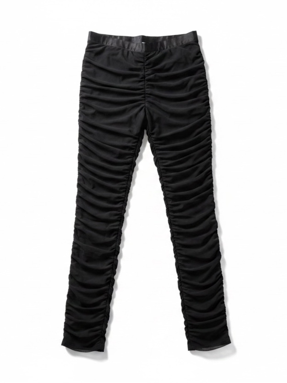 Ali Ro NWT Size 12 Black Ruched Mesh Overlay Leggings Pants Ankle Zip Stretch